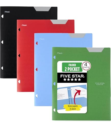 Amazon.com : Mead Five Star 2 Pocket Attach-a-Folder Red : Office