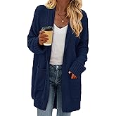 KIRUNDO Cardigan Sweaters for Women 2026 Fall Chunky Fuzzy Knit Open Front Loose Long Sleeve Sweater Coats Winter Clothing