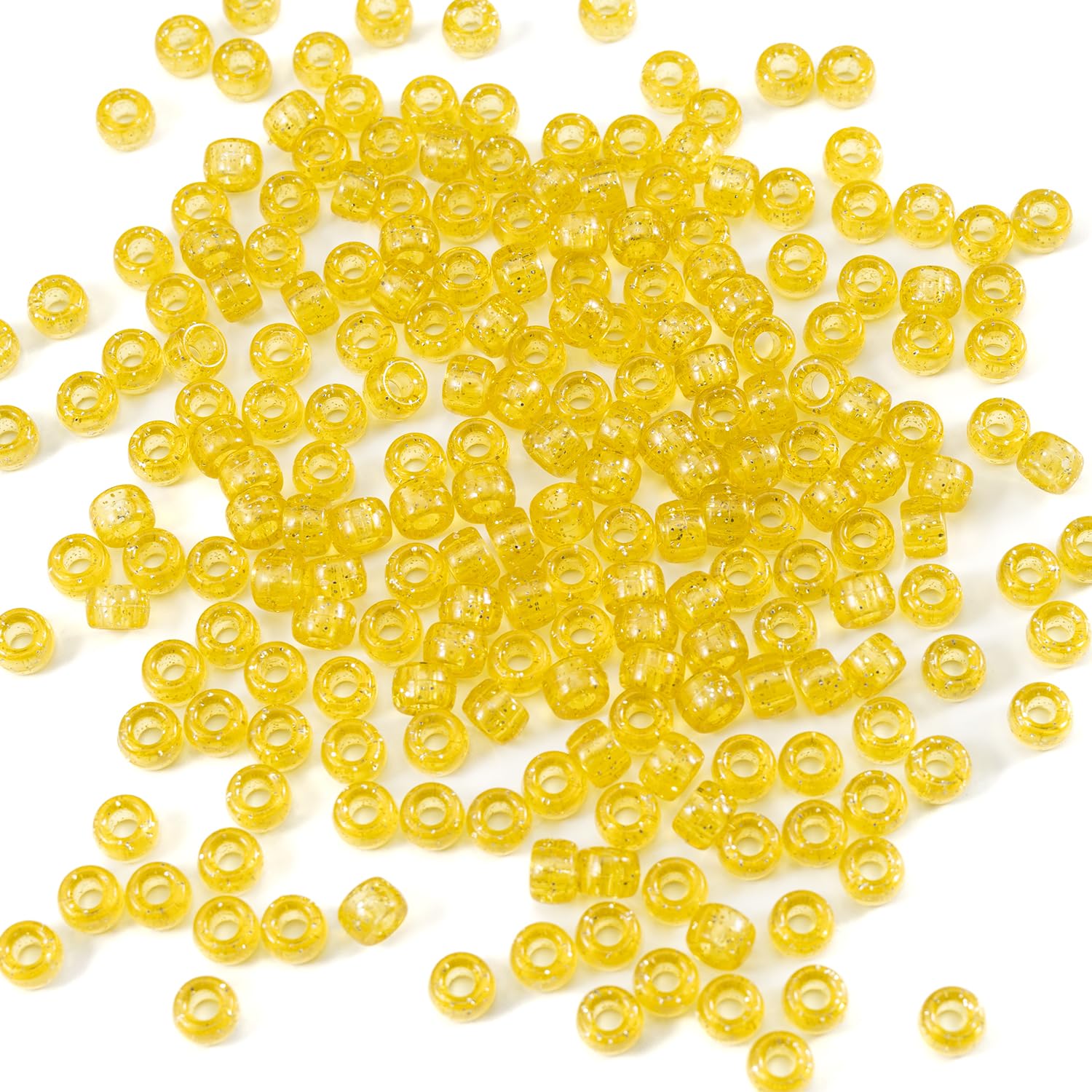Gxueshan 1000 Pcs Acrylic Plastic Transparent Yellow Pony Beads 6x9mm Large Hole Pens Hair Braiding Bulk Kandi Beads for Friendship Bracelet Necklace Jewelry Making Kit — image 1