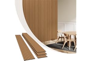 Olanglab Wood Slat Wall Panels 4 Pack, Wooden Acoustic Wall Panels, 94.5"x12.6" Each 3D Wall Panels for Interior Wall Decor (Cherry Toned-Extendo Trio)