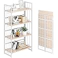 4NM No Assembly 4 Tiers Book Shelves, White Folding Bookshelf Bookcase - View #13
