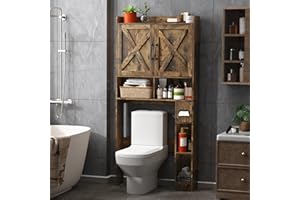 JOKOLO Over The Toilet Storage Cabinet,Freestanding Wooden Bathroom Organizer with 2-Door Toilet Storage Rack,66 Inches Height,Rustic Brown