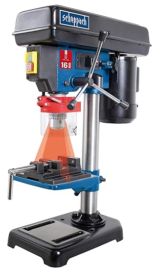 Scheppach Tischbohrmaschine DP16VL mit Schraubstock (500 W, Stahl-Konstruktion, 5 Geschwindigkeiten, Bohrfutter Spannbereich: