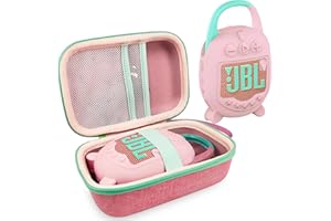 XEGIMOR Silicone Cover and Hard Carrying Case for JBL Clip 5 Portable Bluetooth Speaker, Protective Storage Bag Holder for JBL Clip 5 Speaker Accessories (Pink)