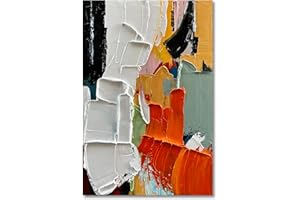 Limiyer Art 100% Hand-Painted Modern Abstract Art White and Black Art Oil Paintings for Family Living Room Hallway Wall Decoration 45x30 inches