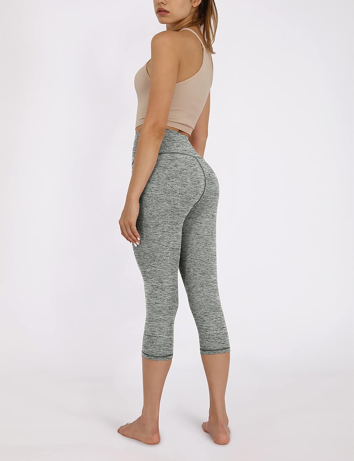 ODODOS Women's High Waist Yoga Capris, Tummy Control Workout Yoga Leggings with Inner Pocket: Clothing
