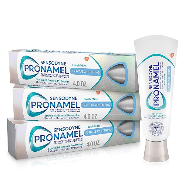 SENSODYNE PRONAMEL GENTLE TEETH WHITENING ENAMEL TOOTHPASTE FOR SENSITIVE TEETH, TO REHARDEN AND STRENGTHEN ENAMEL, AMAZON EXCLUSIVE, FRESH MINT – 4 OUNCES (PACK OF 3)