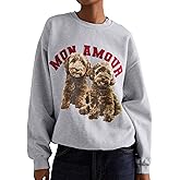 Dsewpaur Women Dog Graphic Sweatshirt Casual Loose Crew Neck Long Sleeve Pullover Fall Winter Hoodie Outfits