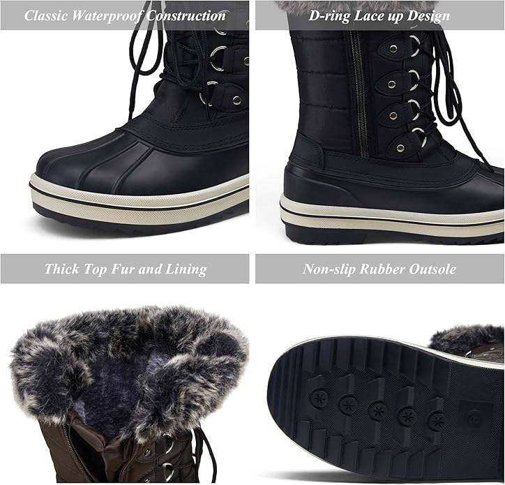 VEPOSE Womens Waterproof Boots 970 Black