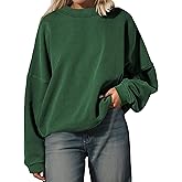 MSBESYOR Women’s Oversized Sweatshirt Crewneck Pullover Top Casual Drop Shoulder Crew Neck Plain Shirt 2025 Fall Clothes