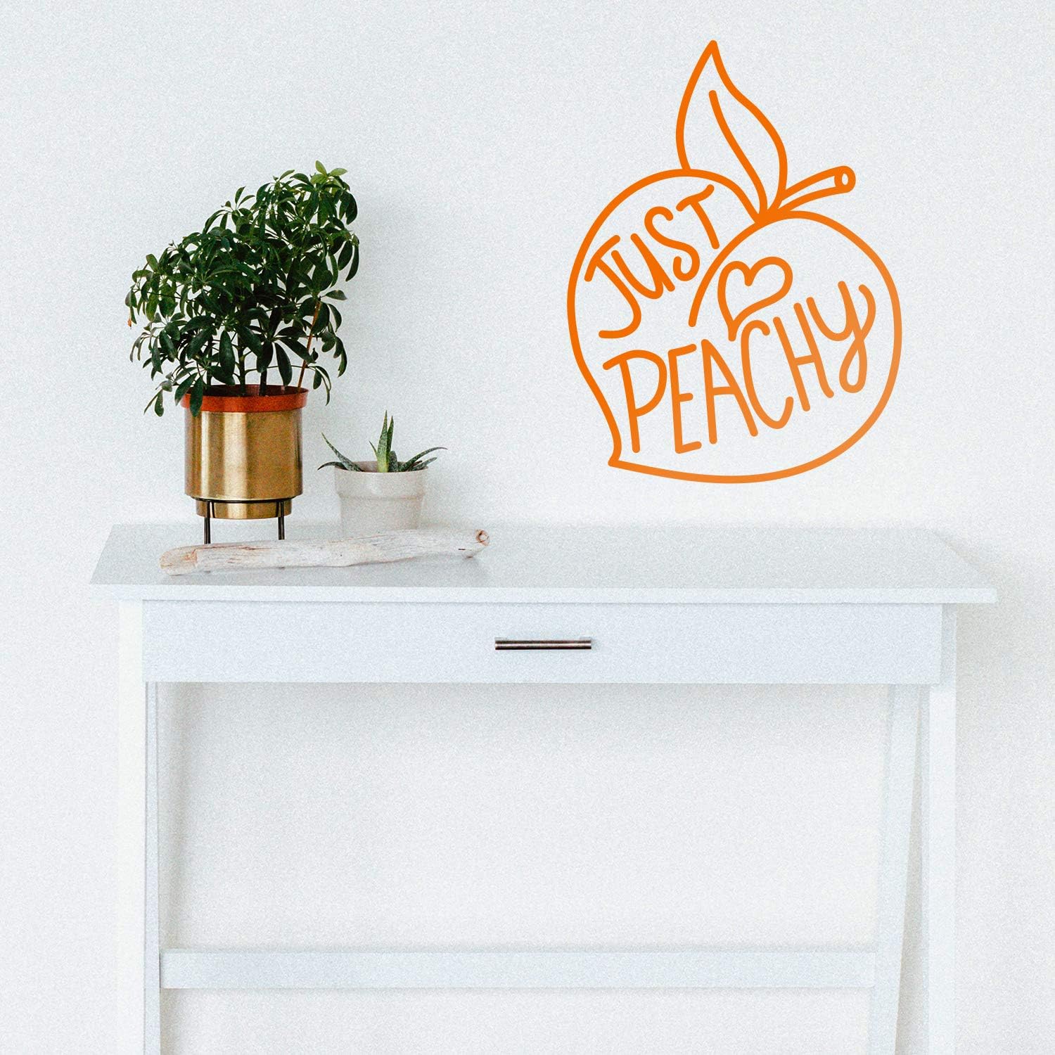 Vinyl Wall Art Decal - Just Peachy - 26" x 19" - Fun Modern Peach Fruit Shape Positive Home Bedroom Apartment Office Workplace Indoor Living Room Business Decoration Quotes (26" x 19", Orange)