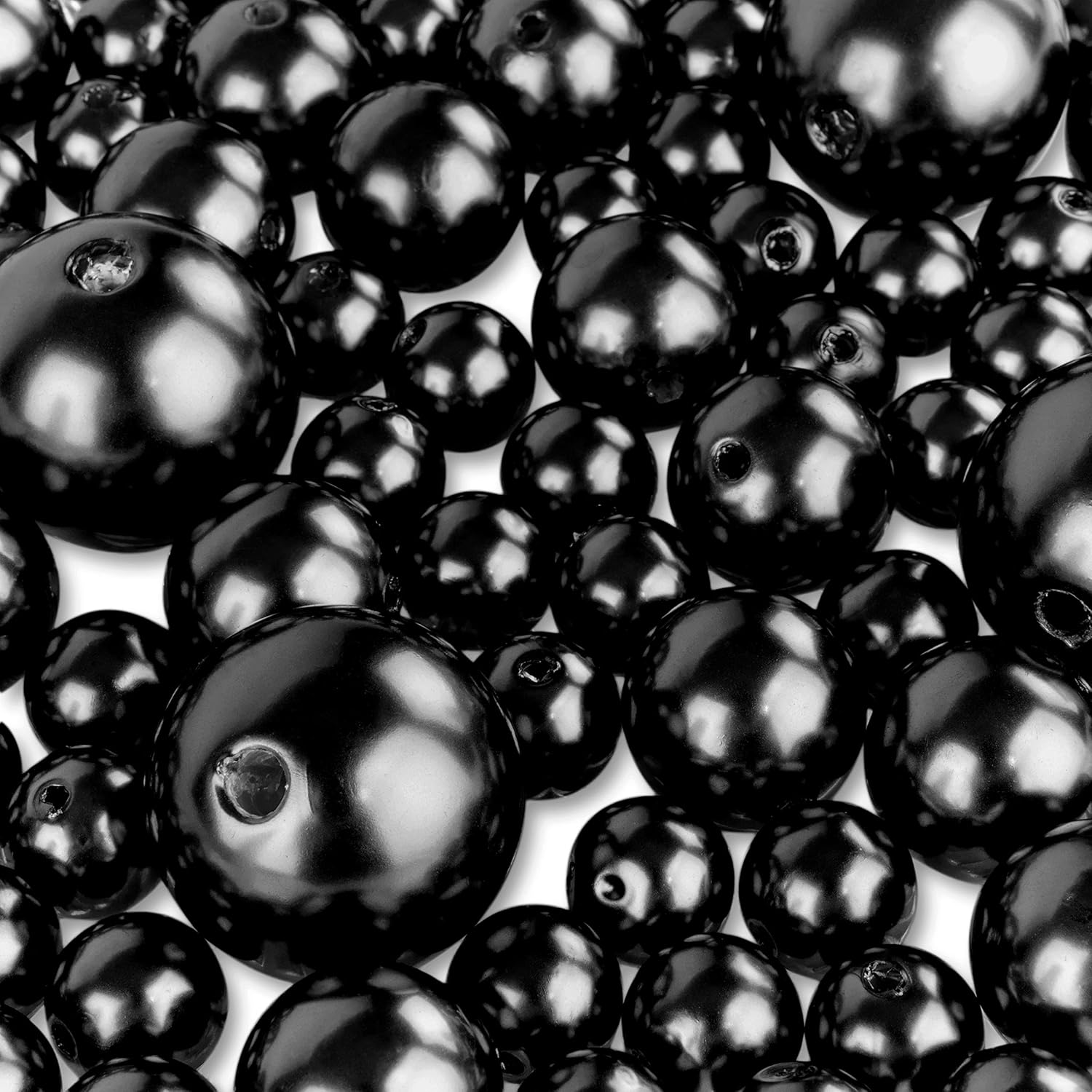Vase Fillers - Elegant Glossy Polished Pearl Beads for Vase Fillers, DIY Jewelry Necklaces, Table Scatter, Wedding, Birthday Party Home Decoration, Event Supplies (8 Ounce Pack, 70 Pieces) (Black)