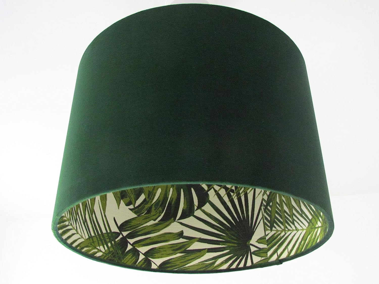 Handmade Forest Green Velvet Botanical Palm Leaves Lining Drum Lampshade Ceiling Shade Amazon