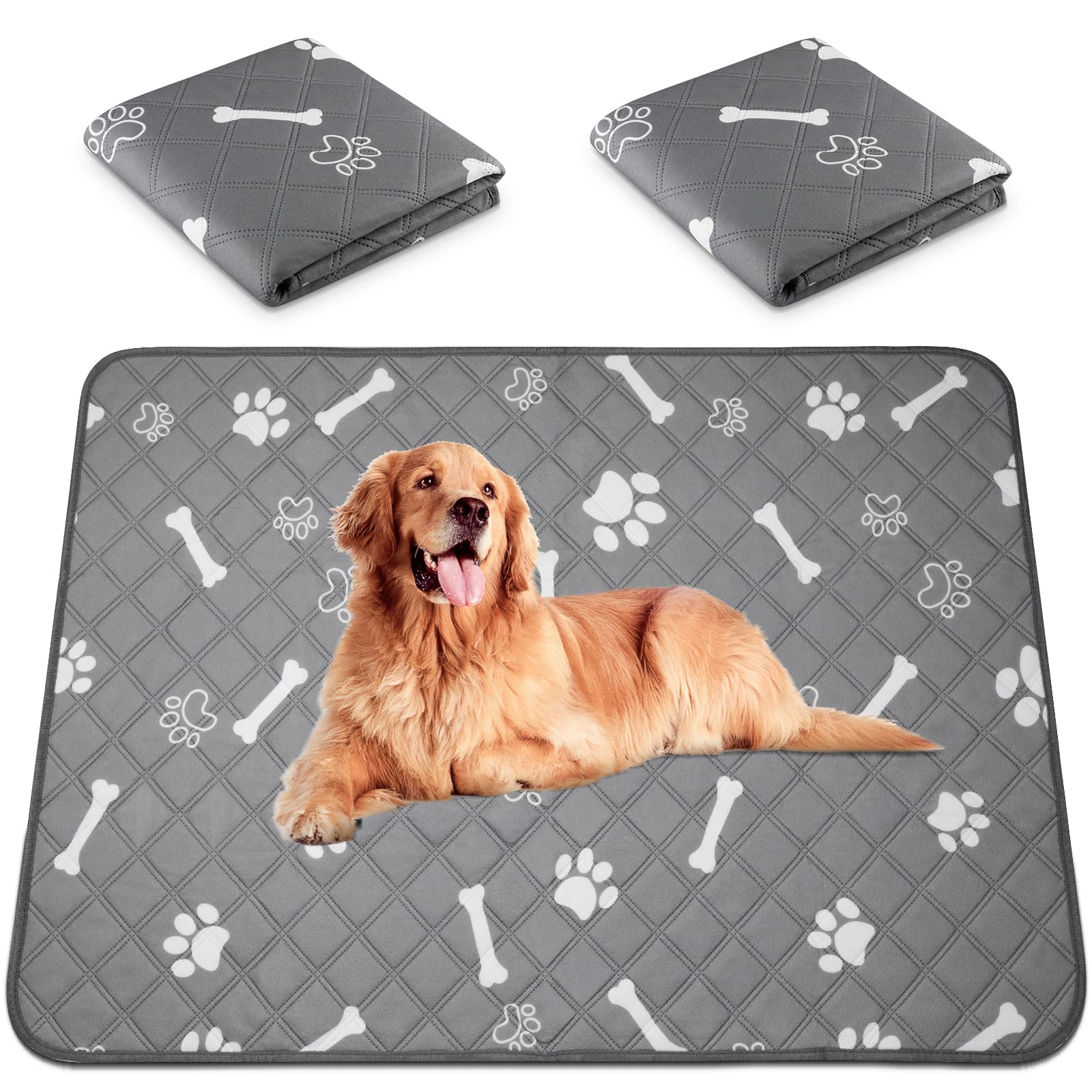 2 Pack Reusable Dog Training Pads - Fast Absorbent and Waterproof Dog Pee Pad,Washable Puppy Pads for Home/Car/Travel-70x100cm