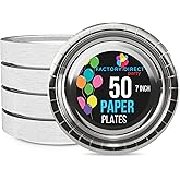 Party Solids Silver Paper Plates Disposable Heavy Duty 7 Inch Silver Disposable Plates For Party 50 Pieces Heavy Duty 350 GSM, Birthday Supplies