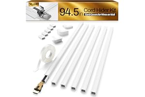 Delamu Cable Management Concealer, 94.5in Cord Cable Organizer, One-Cord Cord Covers for Wall, Paintable Cord Cable Hider, Ca