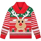 uideazone Boys Kids Ugly Christmas Sweater Novelty Toddler Knitting Xmas Lapel Pullover Jumper 18 Months-7 Years