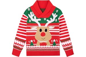 uideazone Boys Kids Ugly Christmas Sweater Novelty Toddler Knitting Xmas Lapel Pullover Jumper 18 Months-7 Years