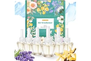 FIRIK Plug in Refills, PlugIns Refills Air Freshener, Linen, Vanilla, Lavender, Scented and Essential Oils for Home and Bathroom, 6 Count 3.96 FL OZ, Compatible with Glade, Air Wick