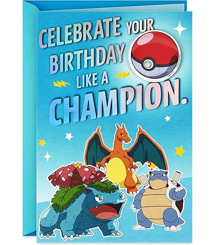 Amazon.com : Hallmark Pokémon Birthday Card (Wild Pikachu) : Office Products