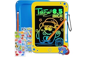 TEKFUN Toddler Kids Toys Gifts - 8.5 Inch LCD Writing Tablet Kids Doodle Board with Stickers Colorful Drawing Tablet, Kids Birthday Christmas Gifts Toys for 3 4 5 6 Years Old Boy (Blue Yellow)