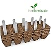 Seed Starter Peat Pots Kit | Germination Seedling Trays are Biodegradable and Organic | 10 Plastic Plant Markers Included | 5 Pack - 50 Cells