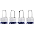 Master Lock 3QLF Outdoor Padlock with Key, 4 Pack Keyed-Alike,Silver