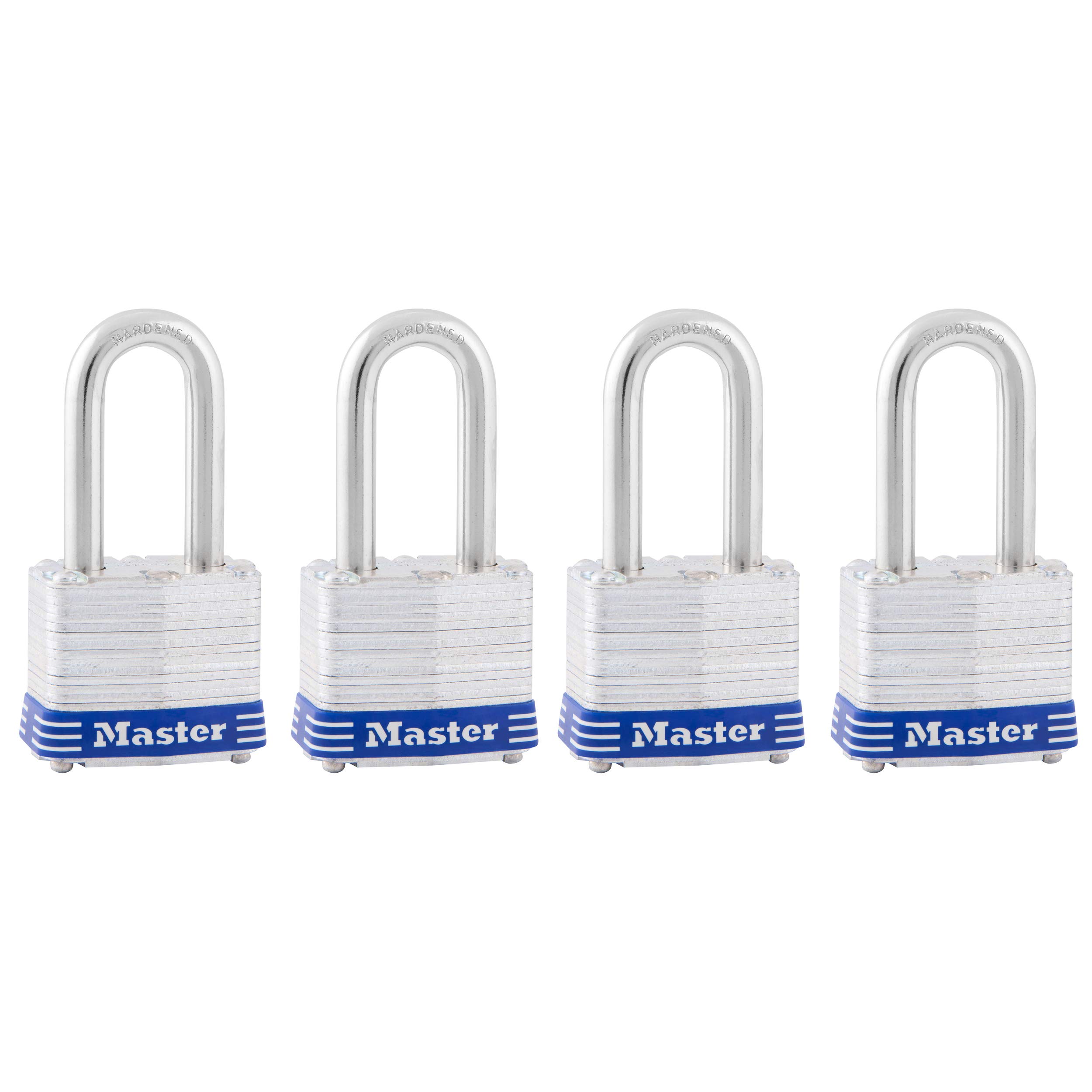 Master Lock 3QLF Laminated Steel Padlock with Key, Silver, 1-1/2" Shackle