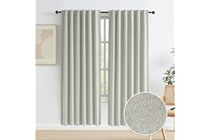 KEQIAOSUOCAI Linen Blackout Curtains for Doorway Privacy, Thermal Insulated Boho Country Temporary Curtains for Closet Door Hook Belt Back Tab, 2 Panels, 50 by 80 Inch, Greyish Beige