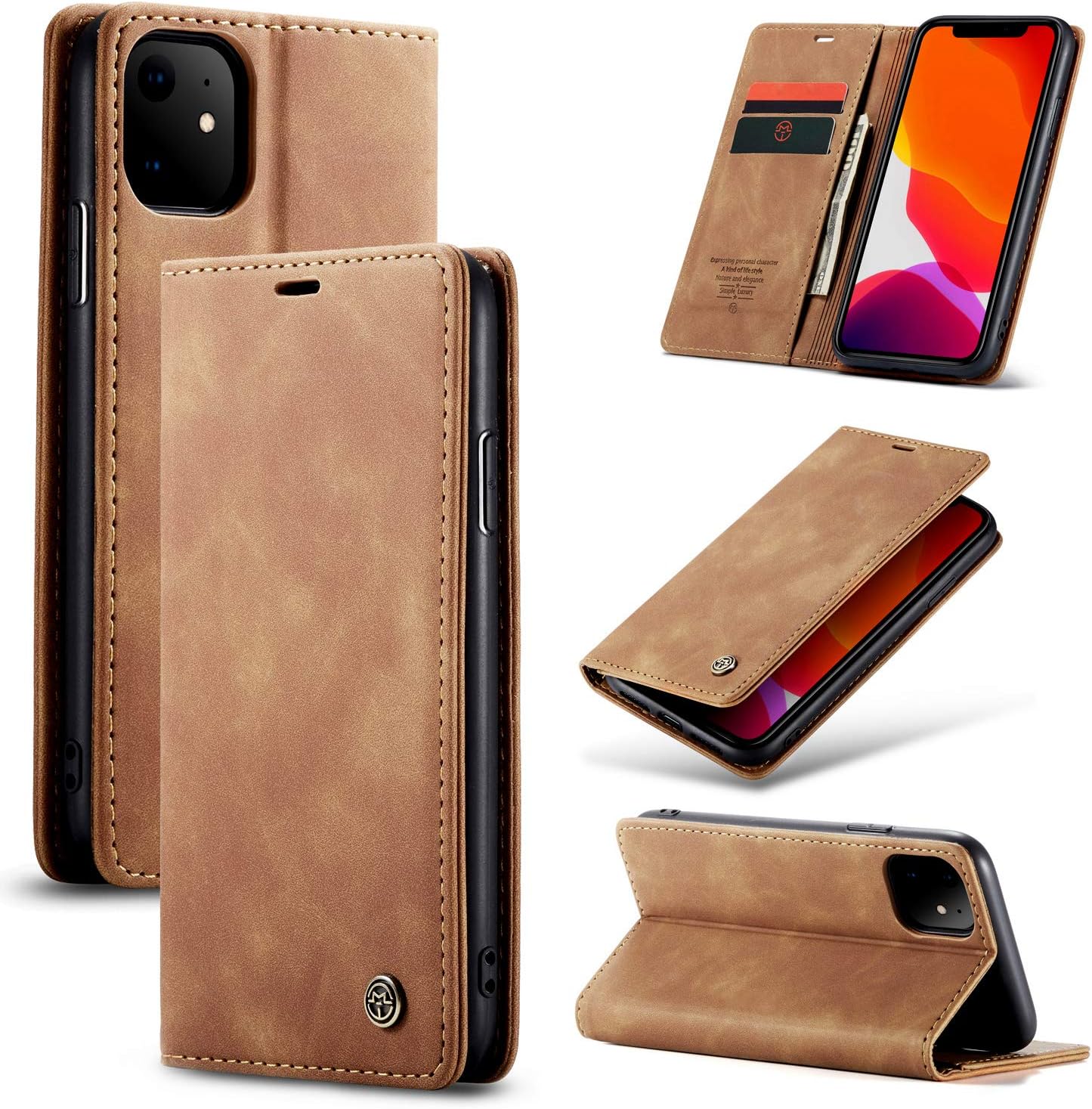 Bounceback® Apple iPhone 11 Case Cover Leather Magnetic Flip Back Stand Case/Cover for Apple iPhone 11 - Executive Brown