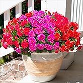 HyeFlora Artificial Faux Outdoor Outside Flowers Plants for Spring Decor, Fake Silk Colorful Camellia UV Resistant Look Real for Planter Front Door Porch Patio Balcony Decoration, 3 Large Bundles