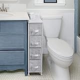Yaheetech Vertical Slim Chest of Drawers 4 Fabric Drawers Light Grey view 4