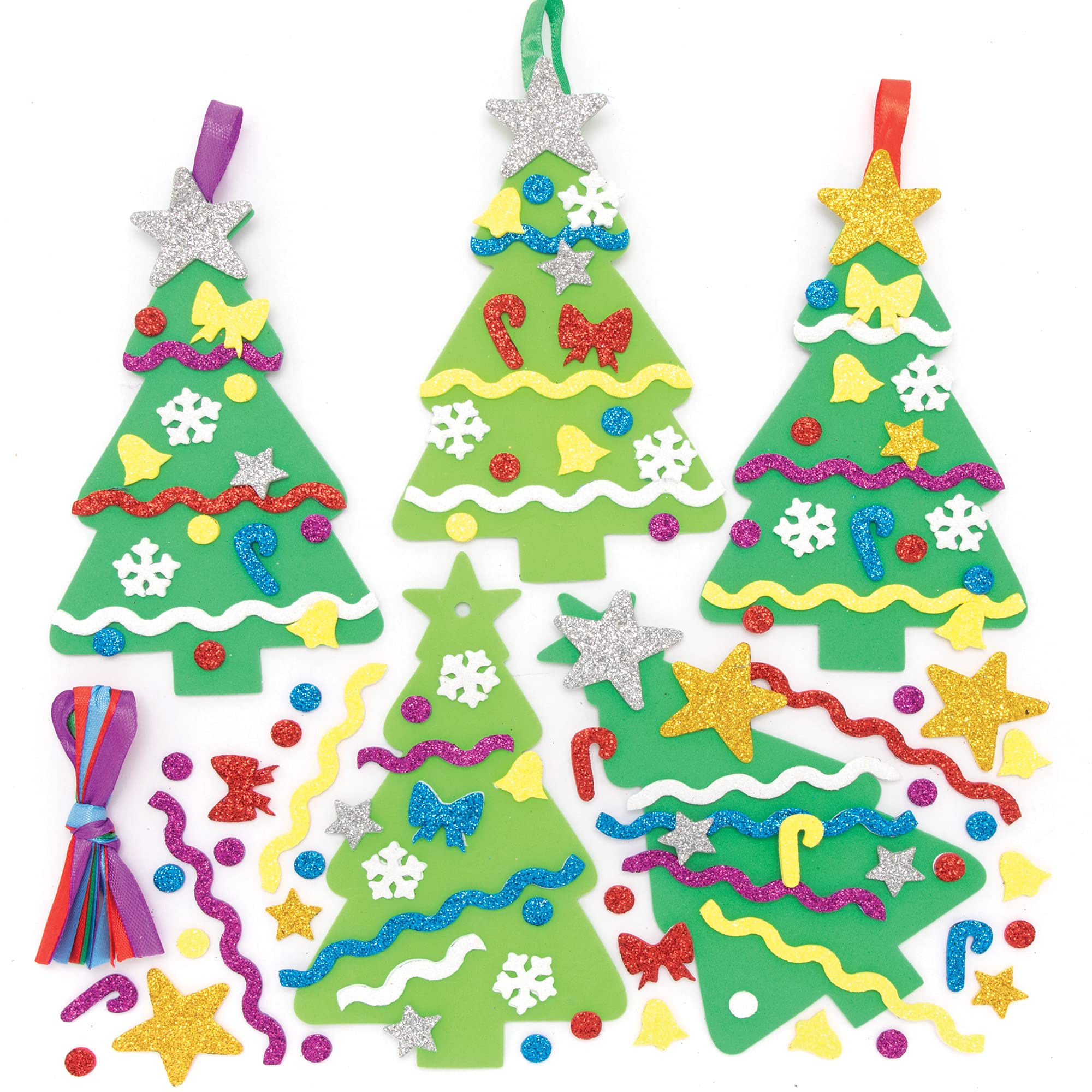 Baker Ross Christmas Tree Mix and Match Decoration – Pack of 8, Kids Make Your Own Christmas Decoration, Christmas Bauble Arts and Crafts (FE880)
