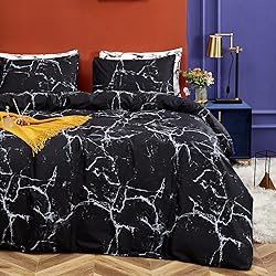 CLOTHKNOW Black White Queen Comforter Set 3Pcs