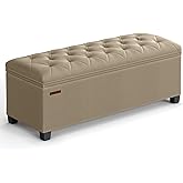 SONGMICS Storage Ottoman Bench, Foot Rest with Legs, 15.7 x 43.3 x 15.7 Inches, End of Bed Bench, Storage Chest, Load up to 660 lb, for Living Room, Bedroom, Entryway, Camel Brown ULSF088R01