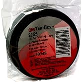 3M Temflex Rubber Splicing Tape 2155, 3/4 in x 22 ft, Black, 1 Roll | General Purpose Self-Fusing Electrical Insulating Tape