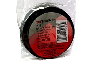 3M Temflex Rubber Splicing Tape 2155, 3/4 in x 22 ft, Black, General Purpose Self-Fusing Electrical Insulating Tape, 1 Roll