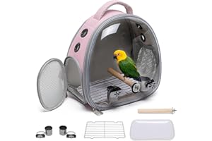 Ioview Portable Travel pet Backpack Carrier Hamster Bag Guinea Pig Bird Small Dog cat Turtle Carrier Rabbit Cage Squirrel Bearded Dragon Breathable Hangbag (Pink+Accessories)