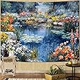 kampdream Scenery Tapestry, Colorful Flower Pond Landscape Wall Hanging, Nature Home Decor for Bedroom and Living Room Aesthe