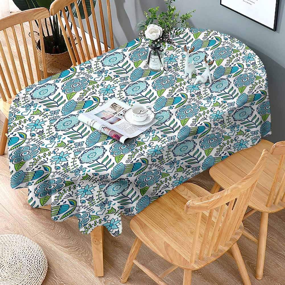 shirlyhome Table Cloth Oval Blue and Green Tablecloth in Washable