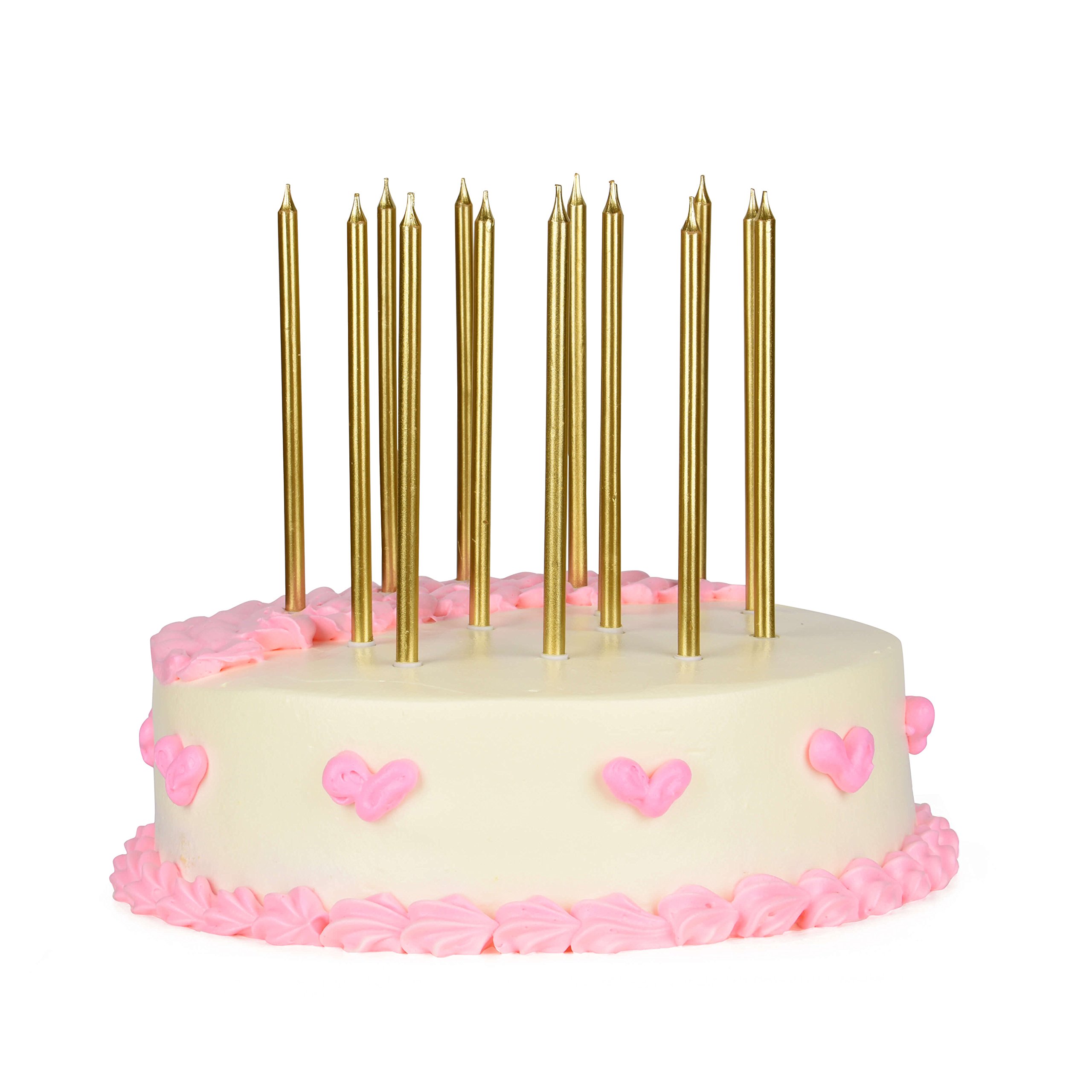 SkyQor Birthday Cake Candles Gold Metallic Long And Thin Festive Wedding, Birthday, Party Cake