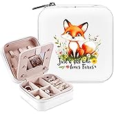 BJDAMAI Fox Jewelry Box, Gifts For Teens Girls Age 8-12, Fox Lovers Stuff Items Accessories Things Merchandise Decor Merch, Travel Ring Earrings Necklace Organizer Holder!
