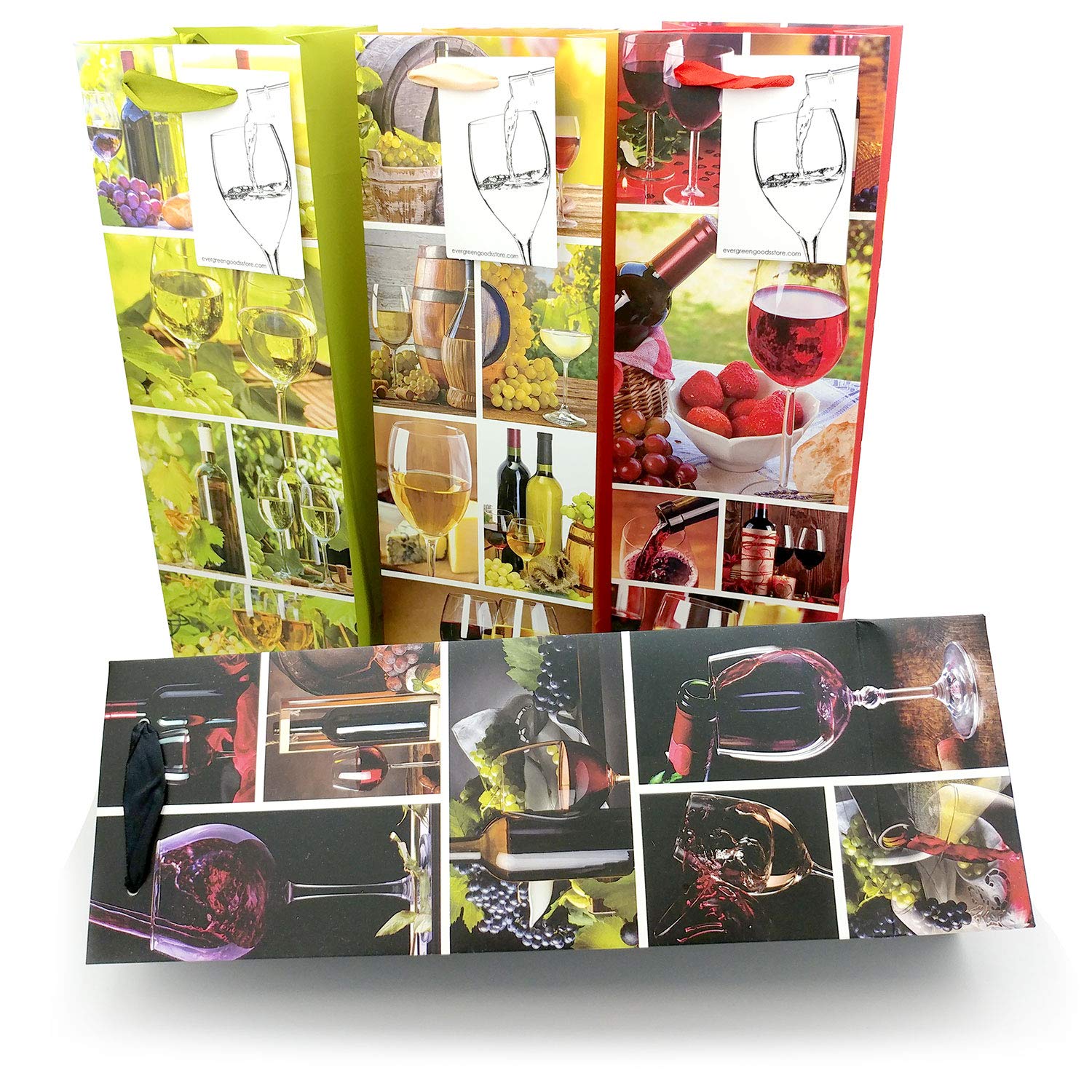 Wine Gift Bags with Gift Tag 8 Pack Premium Seasons Design Wine Bottle Carrier for Anniversary, Birthday, Special occasions, H: 39 cm x W: 12 cm x D: 9 cm