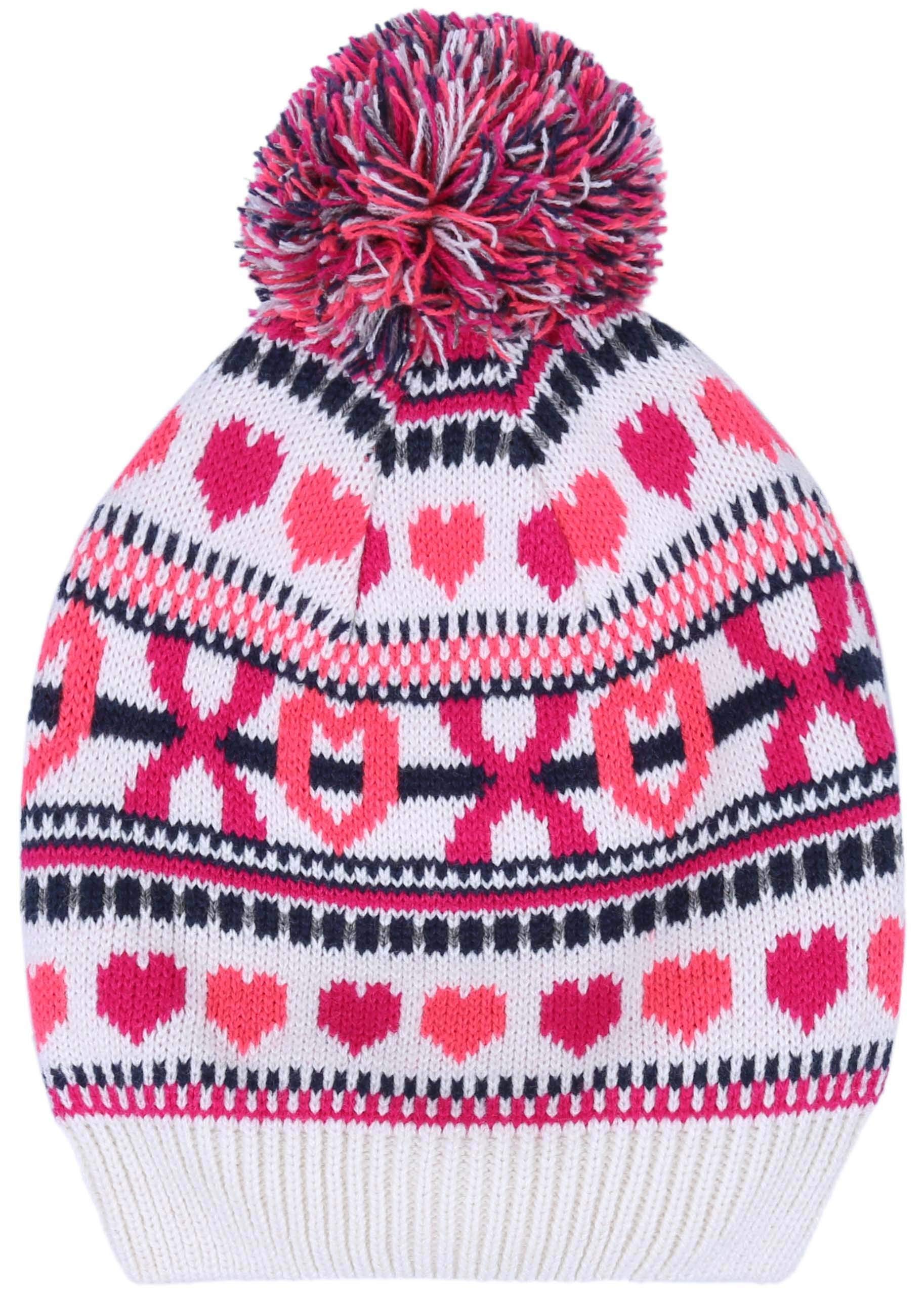 sarcia.eu Warm hat with Hearts, Pompom One Size Pink