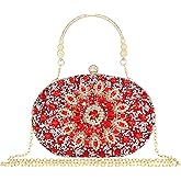MAIRLOM Rhinestone Clutch Purses for Women Evening Wedding Formal Round Pearl Clasp Handbag for Party Prom