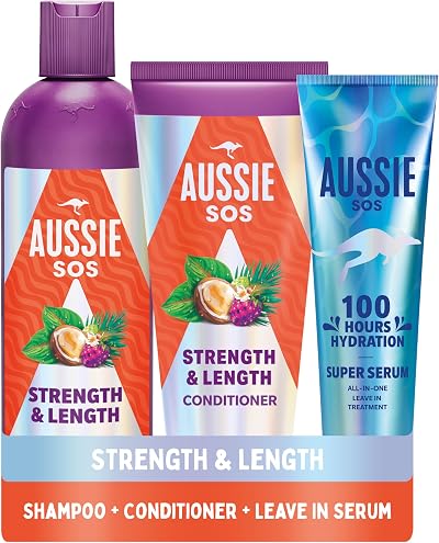 Aussie Strength & Length Shampoo Conditioner & Leave-In Serum Set 3