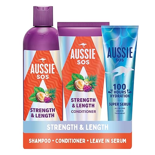 Aussie Strength And Length Shampoo and Conditioner Vegan Set, Hydrates And Strengthens Long, Weak Hair, Nourishes Fragile Hair To Help Prevent Split Ends And Breakage From Styling Damage