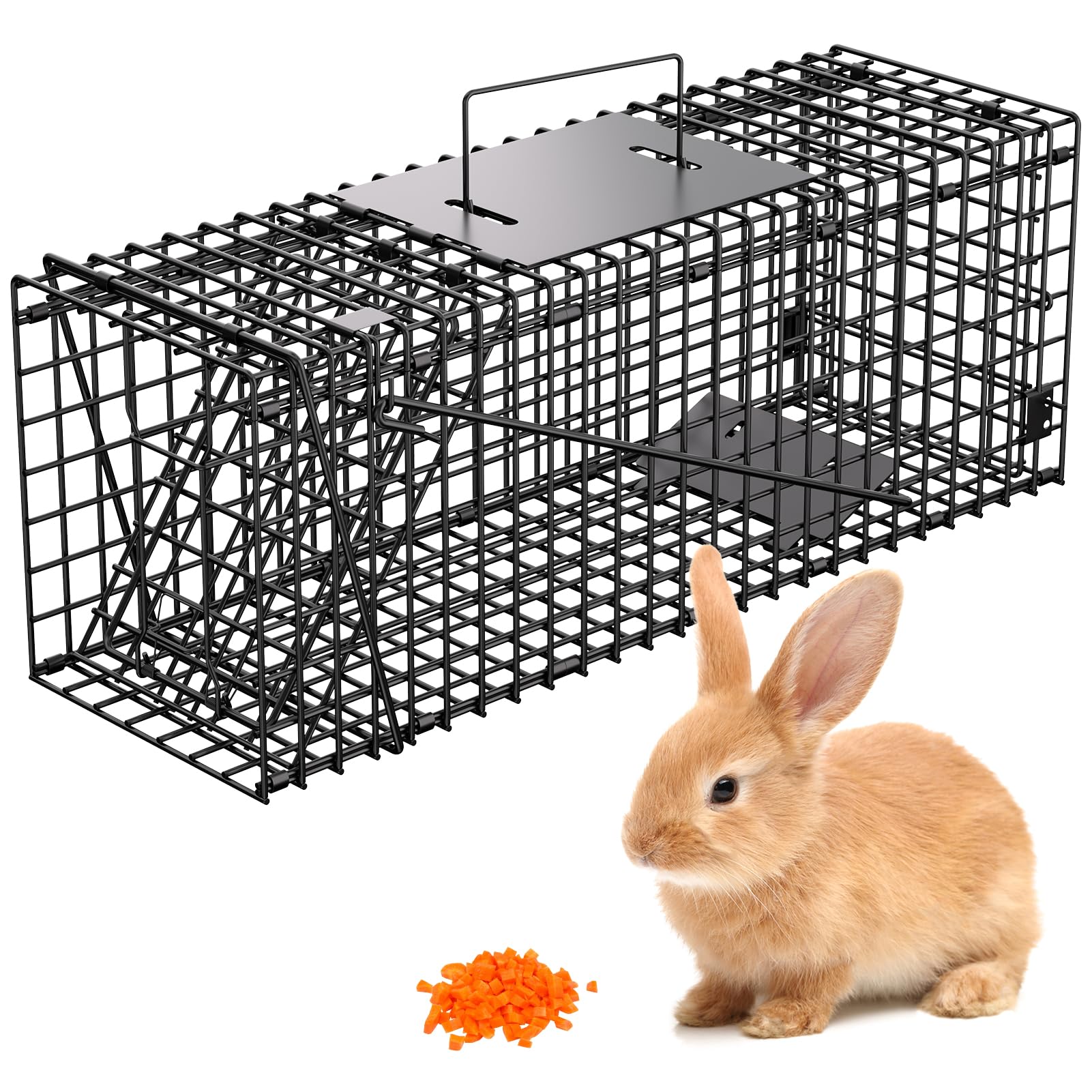 Photo 1 of VASALAID Live Animal Trap Cage, 24 X 7 X 8 Inch Catch and Release, Foldable Humane Live Trap Cage Indoor & Outdoor for Stray Cats, Rabbits, Squirrels, Groundhogs, Woodchucks