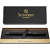 Scriveiner All Black Ballpoint Pen -Stunning Luxury All Metal Matt Black Pen, Schmidt Black Refill, Best Gift Set for Men &amp; Women, Professional Executive Office, Nice Fancy Designer Pens