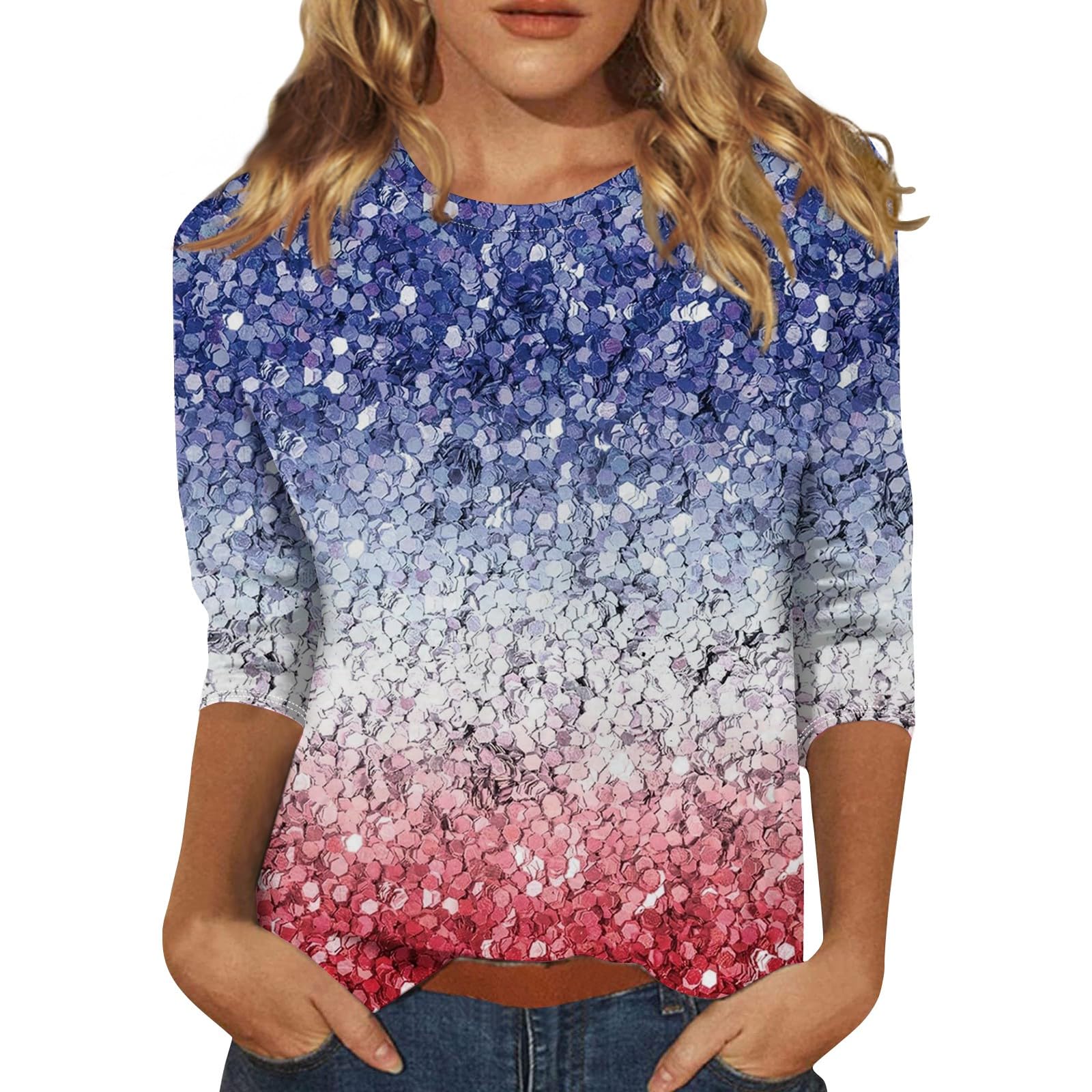 of July Outfits,White USA Shirt,USA Crewneck,Blue